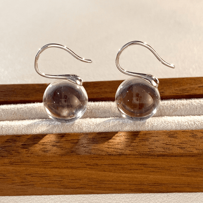 Floating Bubble Clear Quartz Earrings