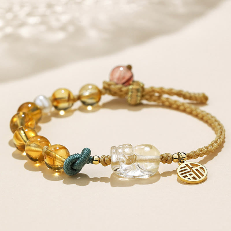 Citrine Pixiu Fu Character Bracelet