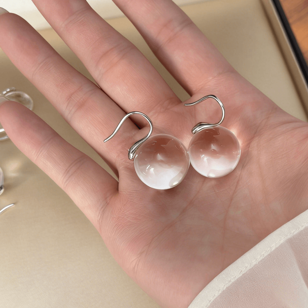 Floating Bubble Clear Quartz Earrings