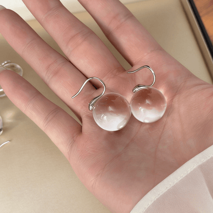 Floating Bubble Clear Quartz Earrings