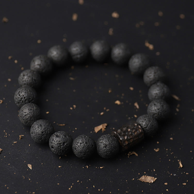 Lava Rock Ebony Wood Tiger's Eye Bracelet