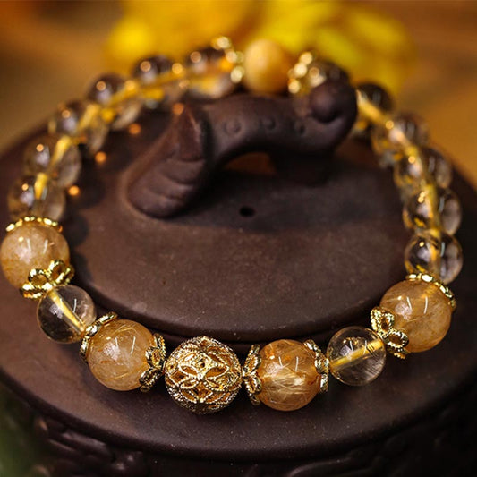 Citrine Amethyst Rutilated Quartz Bracelet
