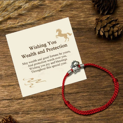 999 Silver Horse Adjustable String Bracelet by Worn Within
