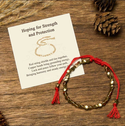 Copper Bead Red String Bracelet by Worn Within