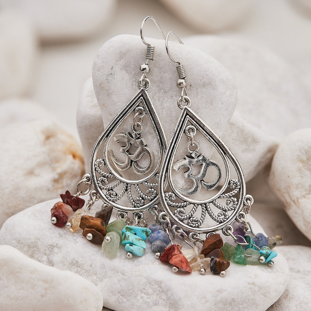 7 Chakra Stone Om Earrings by Worn Within