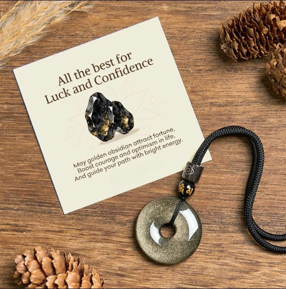 Gold Sheen Obsidian Pendant Necklace by Worn Within