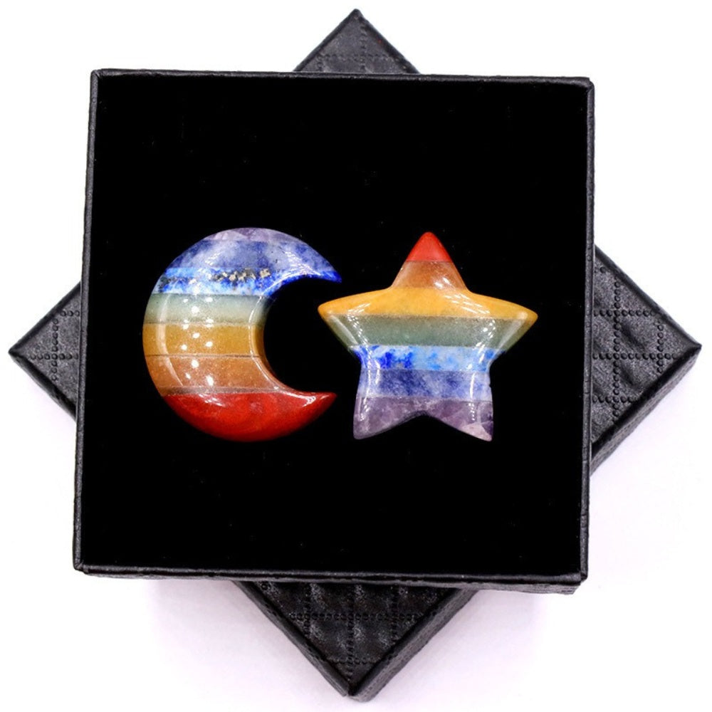 Chakra Star and Moon Gemstone Set by Worn Within