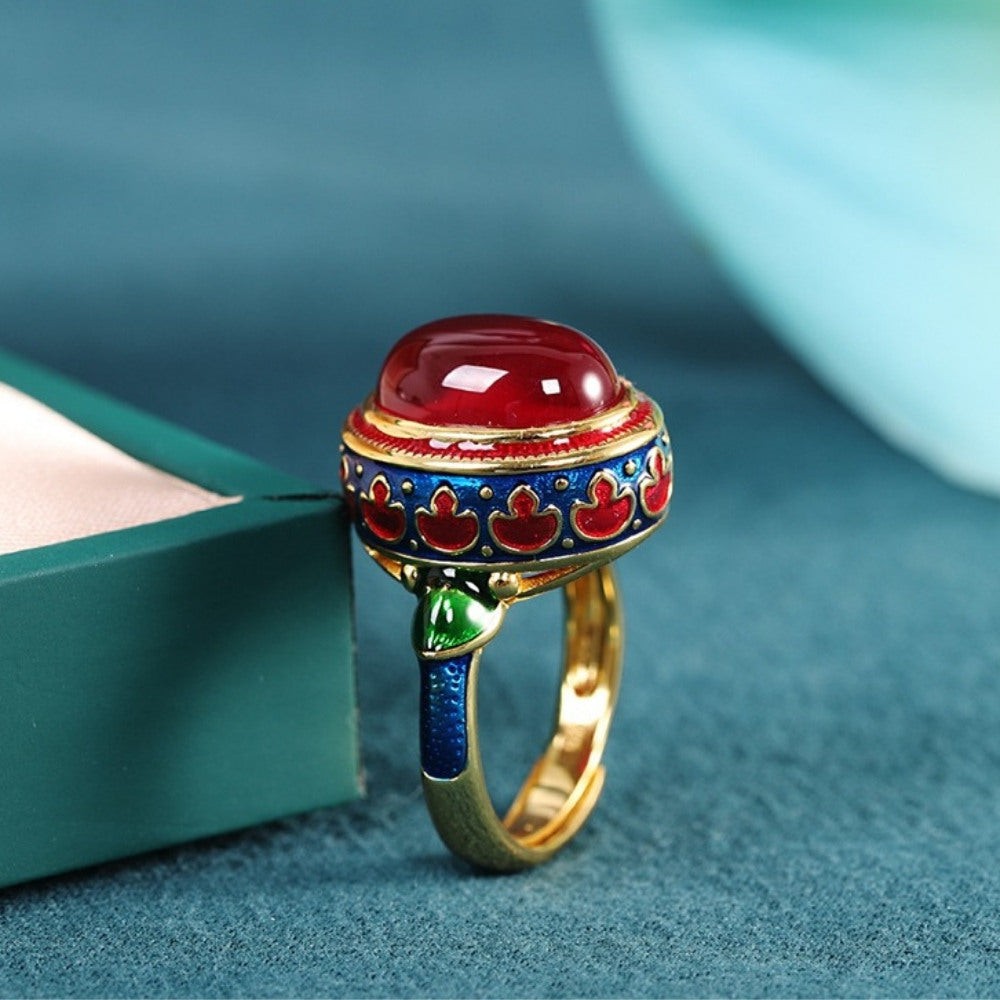 Red Corundum Mineral Stone Ring by Worn Within