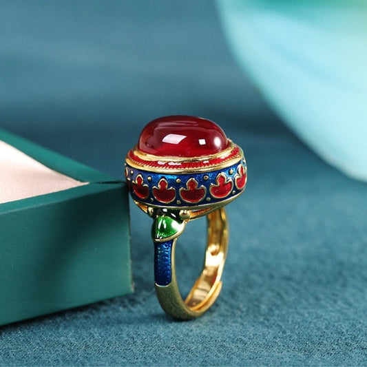 Red Corundum Mineral Stone Ring by Worn Within