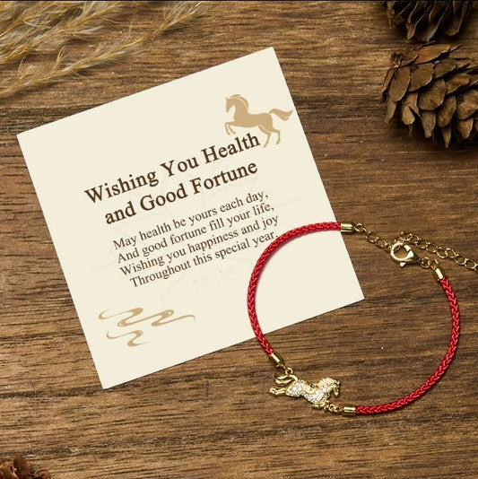 925 Silver Horse Red String Bracelet by Worn Within