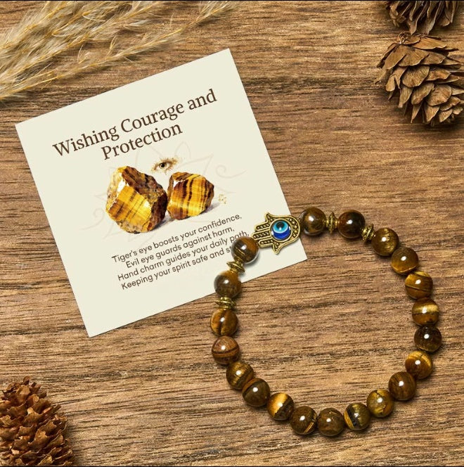 Tiger's Eye Evil Eye Bracelet by Worn Within