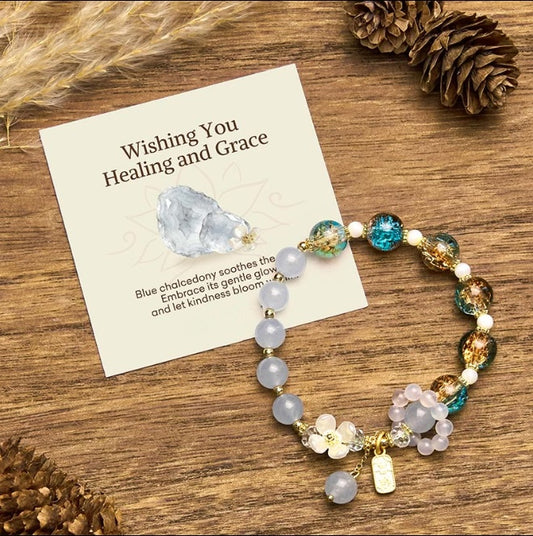 Blue Chalcedony Bead Bracelet by Worn Within
