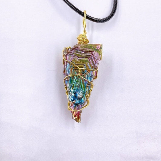 Rainbow Bismuth Crystal Necklace by Worn Within