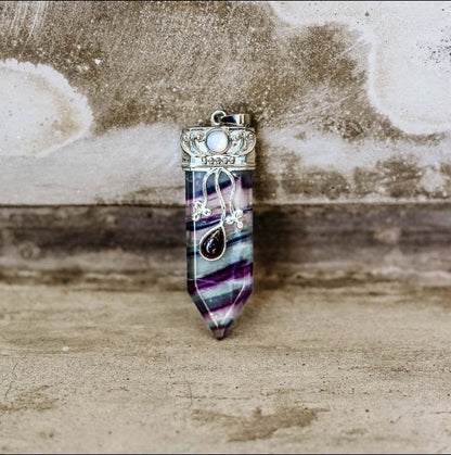 Amethyst Fluorite Opal Pendant Necklace by Worn Within