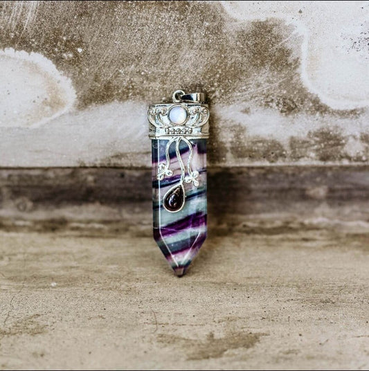 Amethyst Fluorite Opal Pendant Necklace by Worn Within