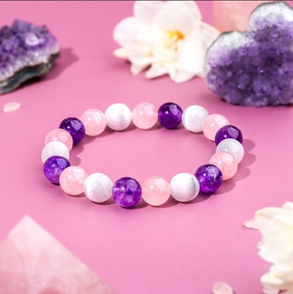 Amethyst Rose Quartz Trinity Bracelet by Worn Within