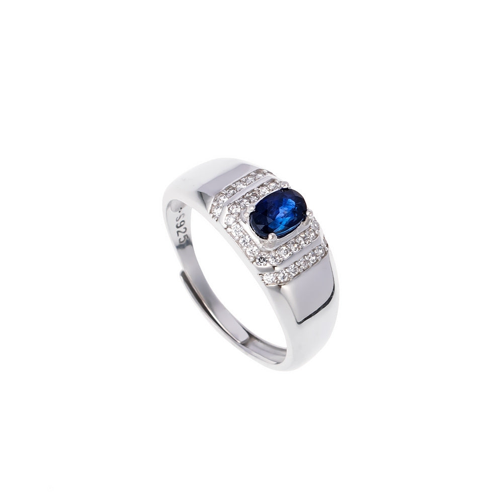 Blauer Saphir Kristallring Verstellbarer Edelsteinschmuck