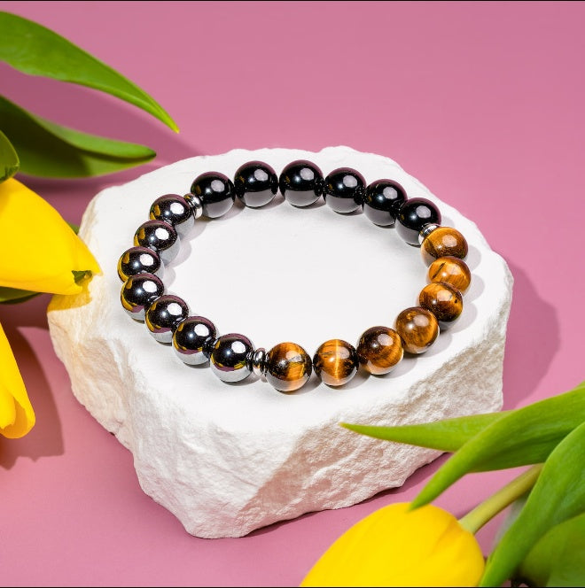 Obsidian Tiger's Eye Triple Bead Bracelet by Worn Within