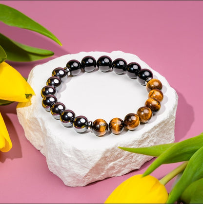Obsidian Tiger's Eye Triple Bead Bracelet by Worn Within