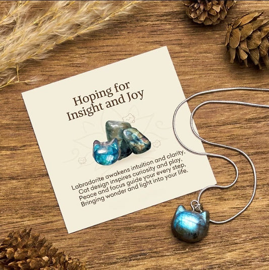 Labradorite Cat Pendant Necklace by Worn Within