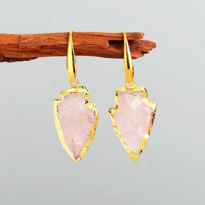 Handmade Rose Quartz Crystal Earrings by Worn Within