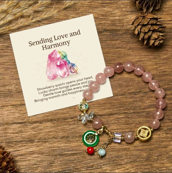 Strawberry Quartz Fu Character Bracelet by Worn Within