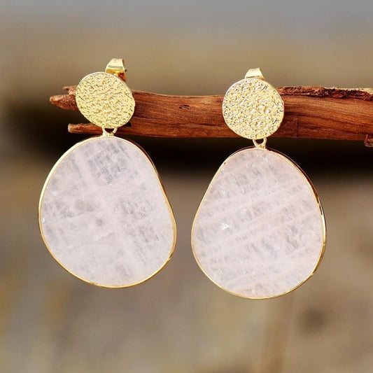 Rose Quartz Crystal Drop Earrings by Worn Within