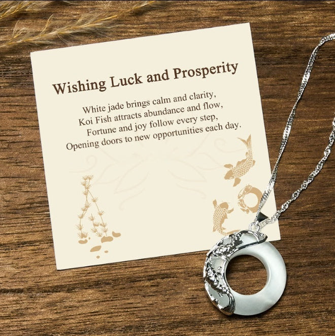 White Jade Koi Fish Necklace by Worn Within