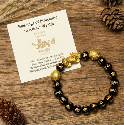 10–12mm Obsidian Pixiu Bracelet by Worn Within