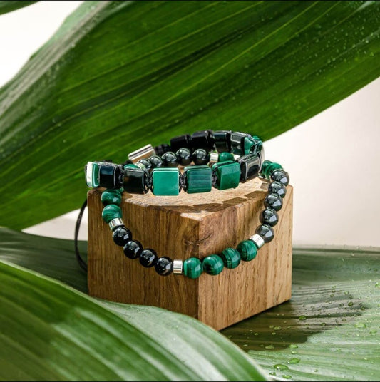 Malachite Bracelet Set by Worn Within