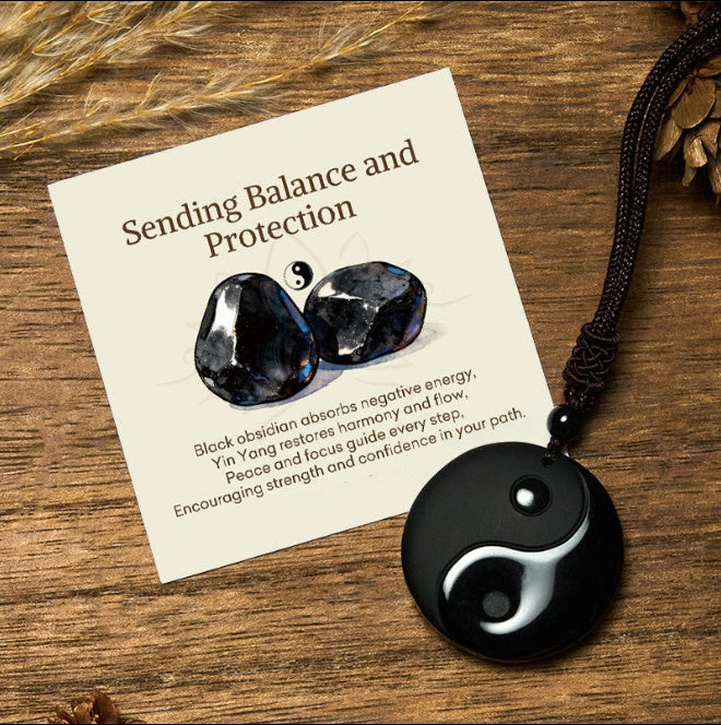 Obsidian Taoist Yin Yang Necklace by Worn Within