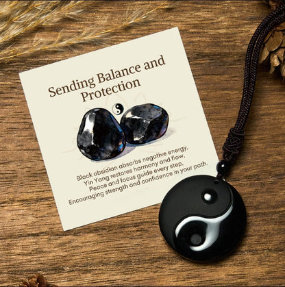 Obsidian Taoist Yin Yang Necklace by Worn Within