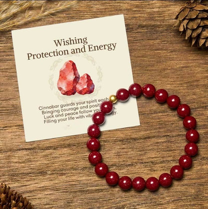 Cinnabar Silver Bead Bracelet
