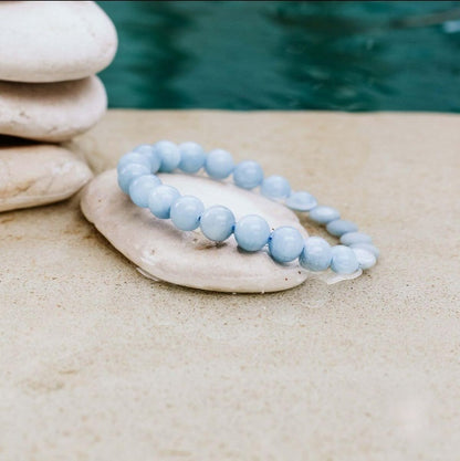 Aquamarine Single-Strand Bead Bracelet by Worn Within