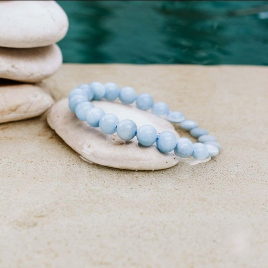 Aquamarine Single-Strand Bead Bracelet by Worn Within