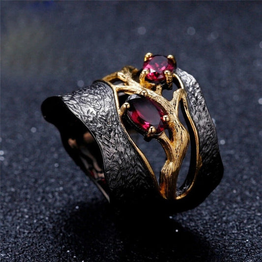 Retro Red Garnet Ring by Worn Within