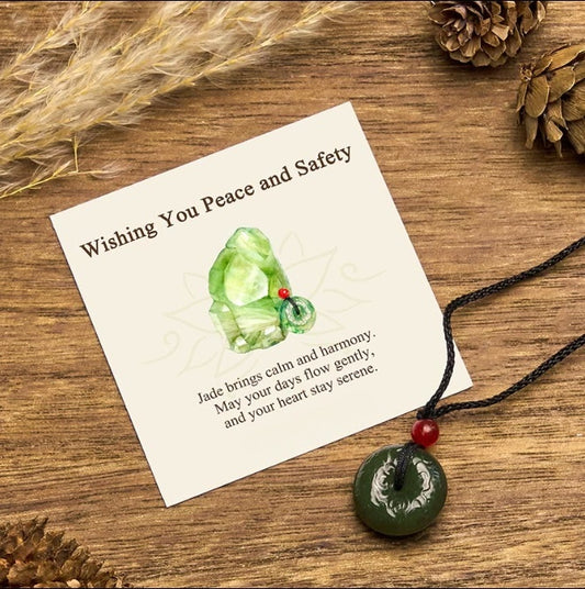 Cyan Jade Peace Buckle Necklace by Worn Within