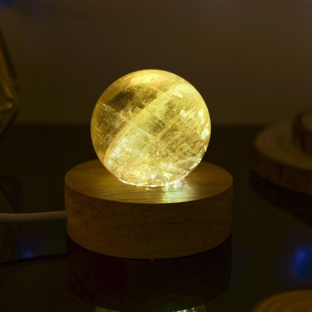 Yellow Calcite Crystal Ball Lamp by Worn Within