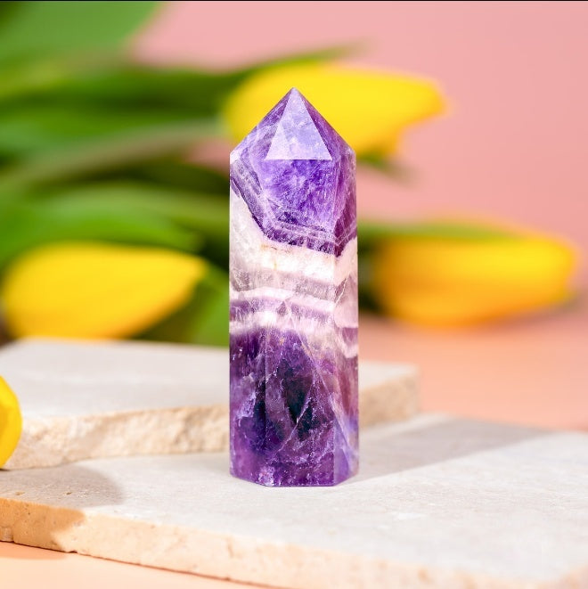 Chevron Amethyst Crystal Point by Worn Within