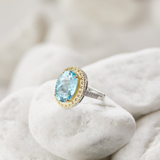 Royal Blue Topaz Crystal Ring by Worn Within