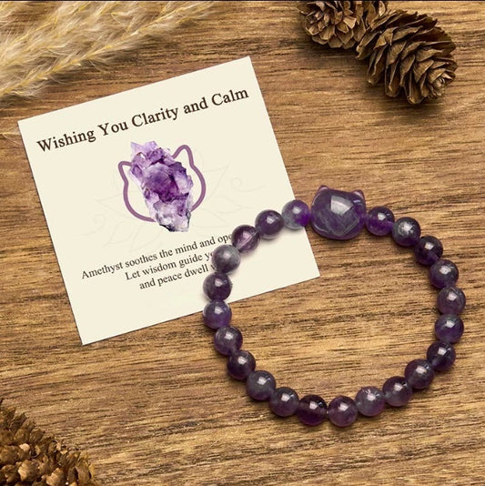 Amethyst Cat Charm Bracelet by Worn Within