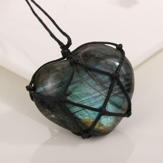 Wrapped Crystal Labradorite Heart Necklace by Worn Within