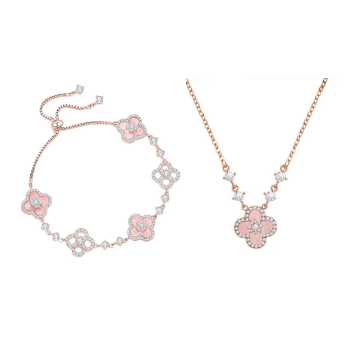 "Sakura Blossom Promise" Jewelry Set | Necklace, Bracelet, Ring, 925 Sterling Silver