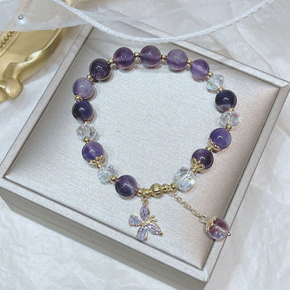 Amethyst Butterfly Charm Bracelet
