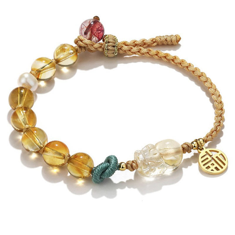 Citrine Pixiu Fu Character Bracelet
