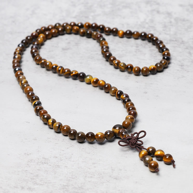 Tibetan 108-Bead Tiger's Eye Mala Bracelet by Worn Within
