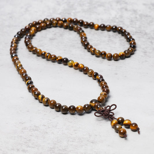 Tibetan 108-Bead Tiger's Eye Mala Bracelet by Worn Within
