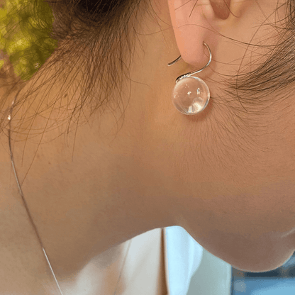 Floating Bubble Clear Quartz Earrings