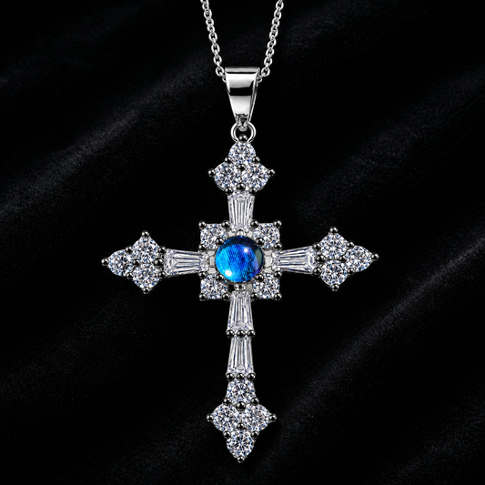 Celestial Sapphire Cross Necklace