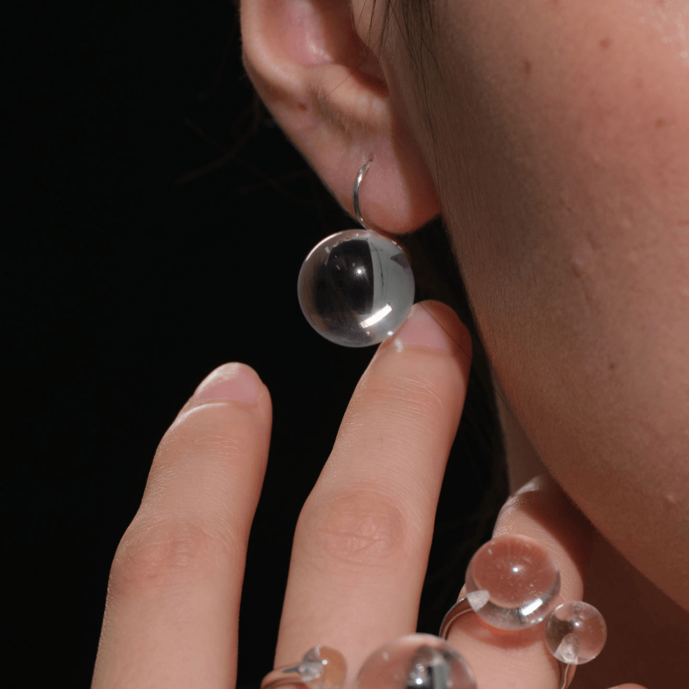 Floating Bubble Clear Quartz Earrings